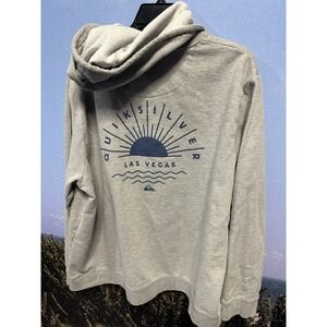 Quiksilver Las Vegas Graphic Hoodie Pullover Grey Sunset Casino Size L/XL